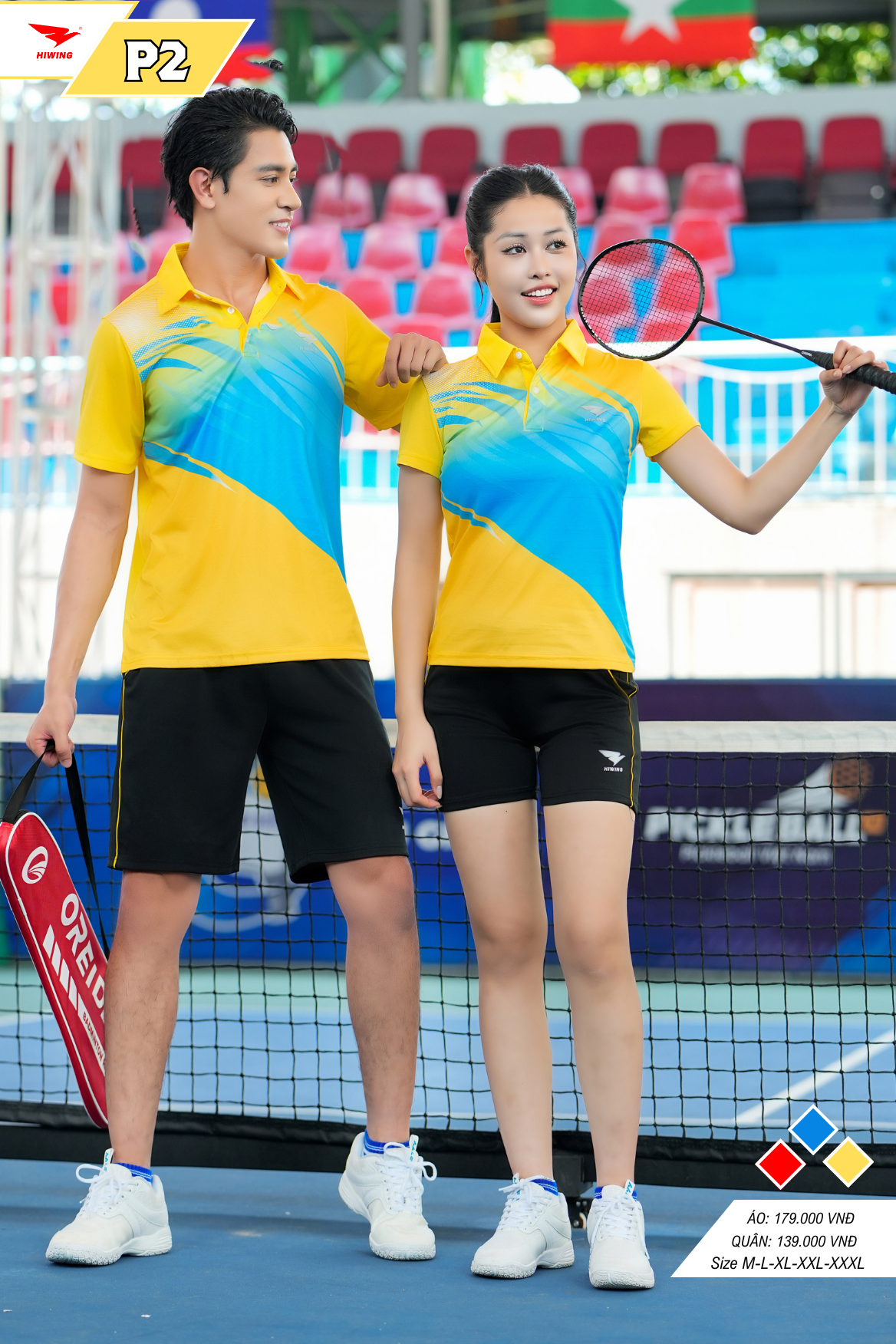 Áo cầu lông Pickleball tenis Nữ Hiwing P2 Màu Vàng